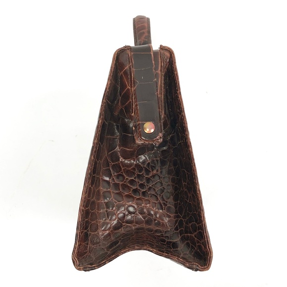 Vintage TALBOTS Brown Leather Croc-embossed Bag - Picture 4 of 9